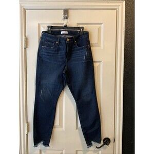 LOFT, Women’s, Curvy Skinny, Dark Denim, Chewed Hem, Size: 29/8